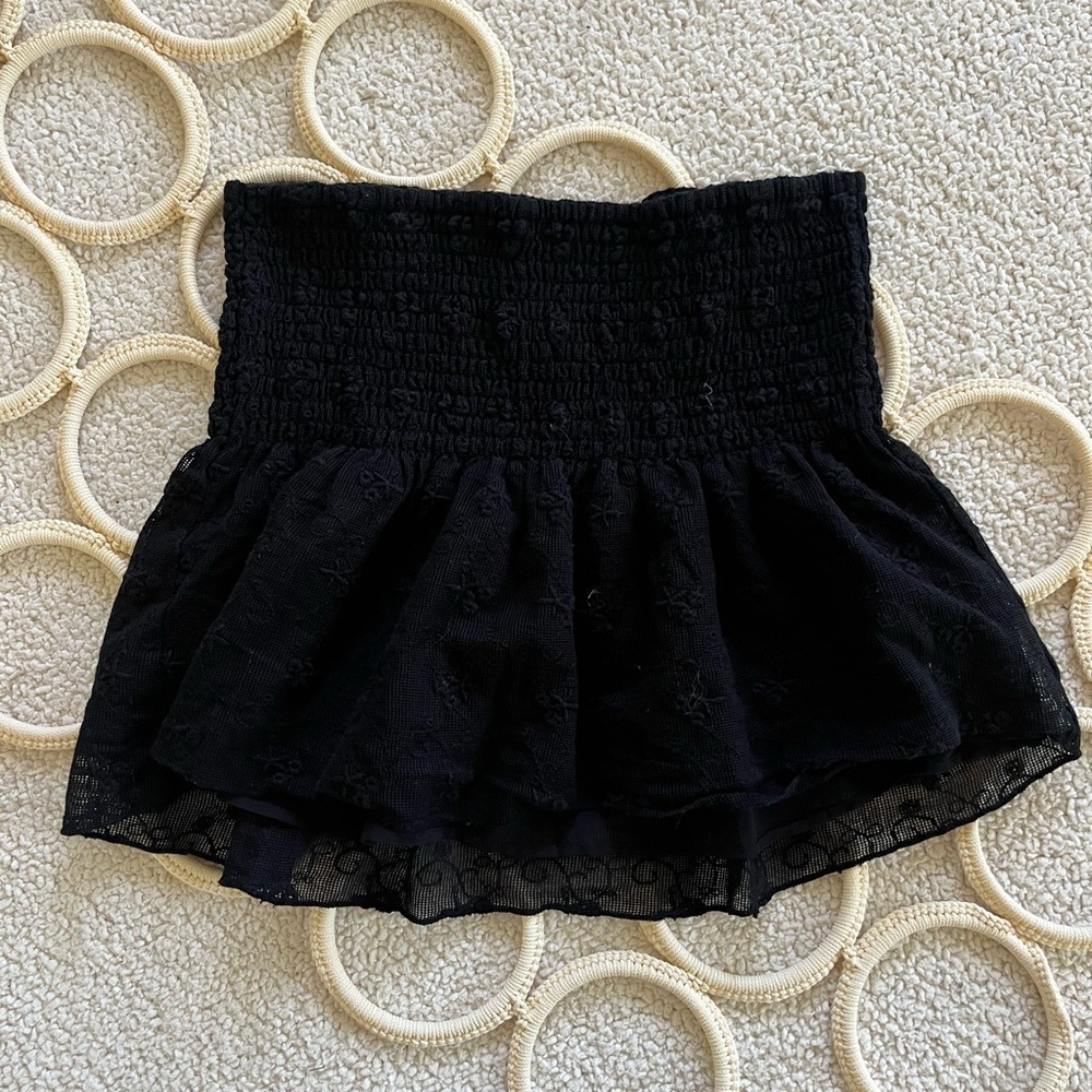 American Eagle Fairy Chunky Black Mesh Detail embroidered Top XS